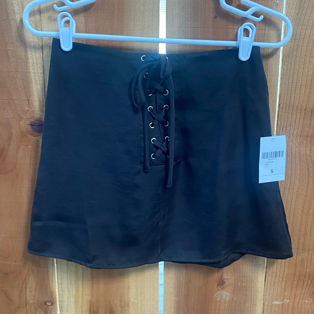 Forever 21 mini skirt lace up semi sheer zipper